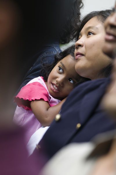 Mother holding child