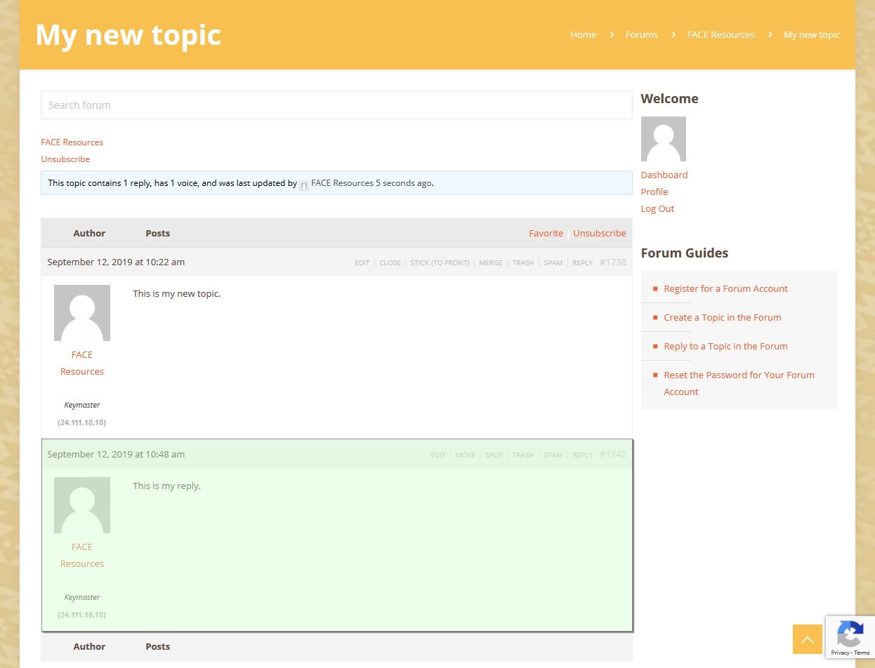 Reply to a Topic in the Forum - Step 3 Result: The topic page reloaded with your submitted reply.