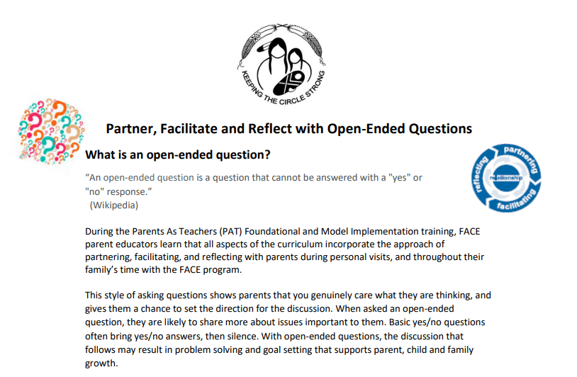 Partner, Facilitate and Reflect with Open-Ended Questions